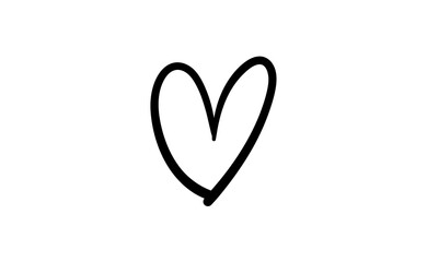 Sign of a heart. Love symbol doodle. Hand drawn vector illustration.