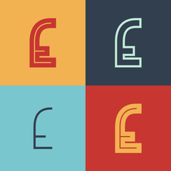 Art Deco inspired letter E logo set with line in the middle.