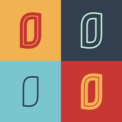 Art Deco inspired letter O logo set with line in the middle.