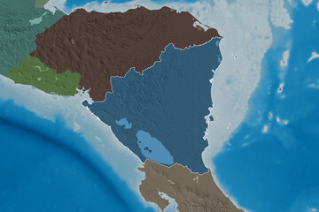 Nicaragua outlined. Administrative