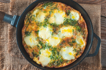 Frittata with ground meat and mozzarella