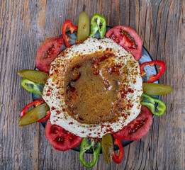 Classic hummus with parsley on the plate and pita bread. Hummus Chickpea. Bowl of arabic or...