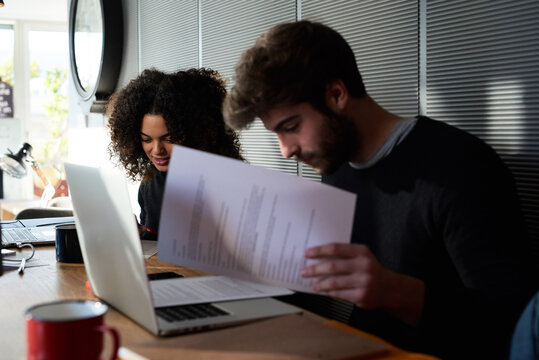 Couple doing homework together.