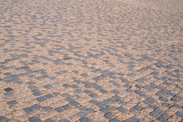 A perspective view of a paving stone brown, background.