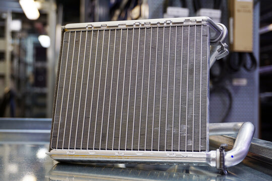 Cooling system radiator of a modern car.   