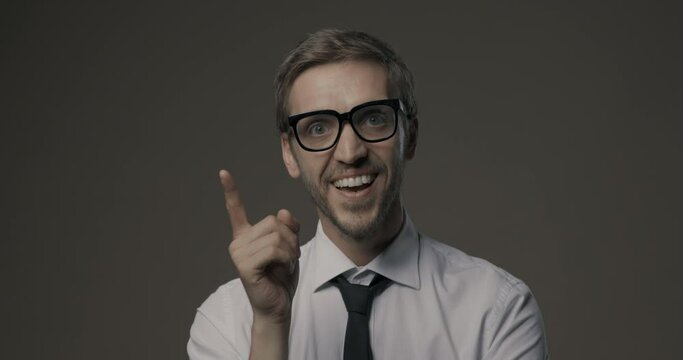 Smart businessman having a great idea - Powered by Adobe