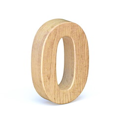 Rounded wooden font Number 0 ZERO 3D