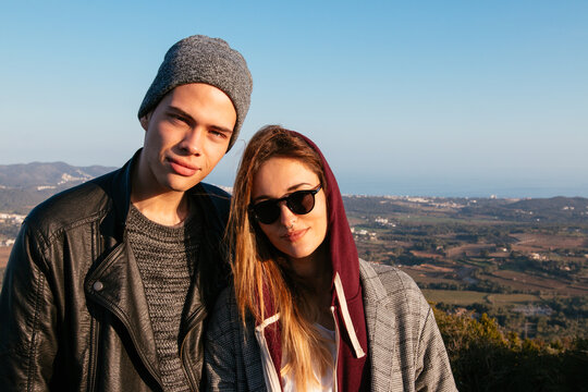 Portrait of woman and man in the mountains
