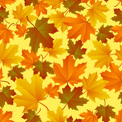 Naklejka na ściany i meble Autumn leaf pattern. Fall leaf decoration. Autumn background with maple leaf. Vector