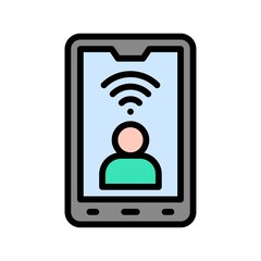 live and streaming related mobile screen with character and wifi signal vector with editable stroke,