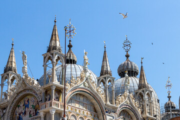 Spires of Basilica di San Marco, St Mark‘s Basilica in Venice, Italy