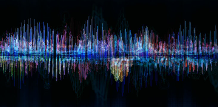Sound waves of the equalizer isolated on black background.Music and sound abstract background.3d illustration