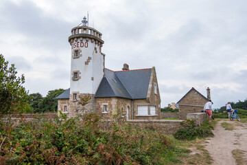 Fototapeta na wymiar Rosedo Lighthouse on island Ile de brehat in Brittany, France