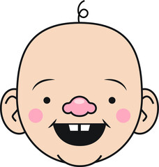 Cute happy bright cheerful comic cartoon baby face avatar