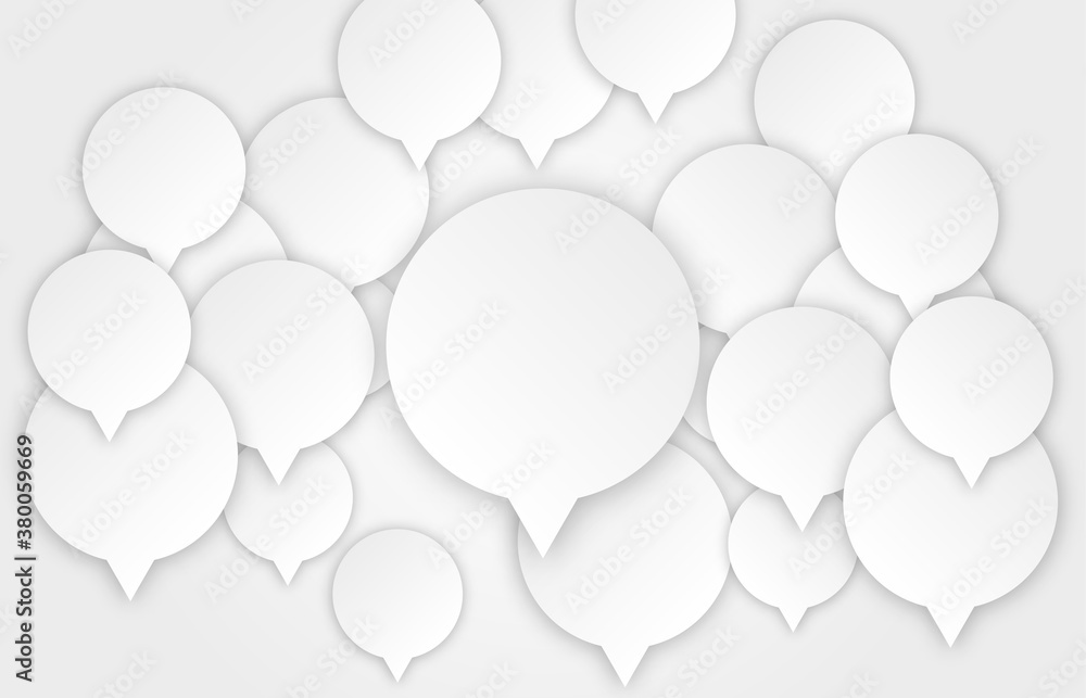Poster infographic design with white communication bubbles on the grey background. eps 10 vector file.