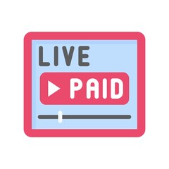 live and streaming related  live paid video with play button vector in flat style,