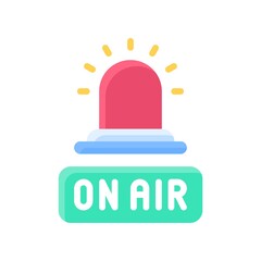 live and streaming related on air light with written text vector in flat style,