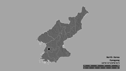 Location of P'yongan-bukto, province of North Korea,. Bilevel