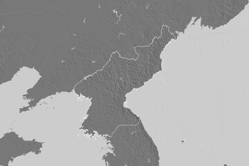 North Korea outlined. Bilevel