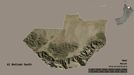 Al Batinah South, region of Oman, zoomed. Satellite