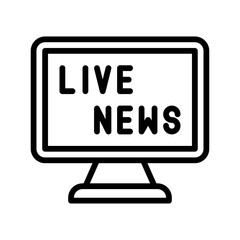live and streaming related computer screen with live news vector in lineal style,