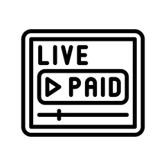 live and streaming related  live paid video with play button vector in lineal style,