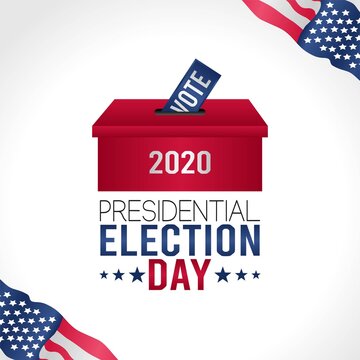 2020 United States of America Presidential Election banner. Design logo. Vector illustration. Isolated on white background.
