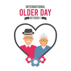 International day of older persons banner with glasses and hat. Good vector template for typography poster, logo design, postcard, flyer, sticker, brochure and sign.