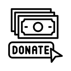 live and streaming related donate cash or dollar with arrow button vector in lineal style,