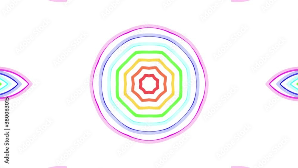 Poster multicolored moving kaleidoscope patterns. abstract looped animated background. 3d render