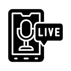 Fototapeta premium live and streaming related mobile screen with microphone vector in solid design,