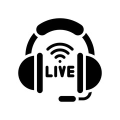 live and streaming related headphone with wifi signals vector in solid design,