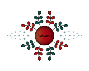 Autumn pattern illustration. Red and green leaves.