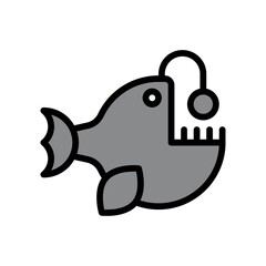 ocean related engler fish in water with eye and wings vector with editable stroke,