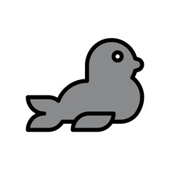 ocean related seal fish in water with eye and wings vector with editable stroke,
