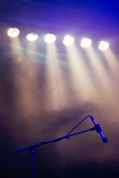 Microphone on stage with lights