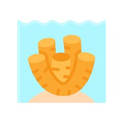 ocean related coral in water with water waves vector in flat style,