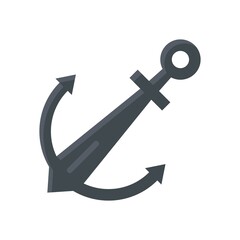 ocean related anchor for boat or ship with huck vector in flat style,