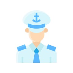 ocean related navy police boy with cap and tai vector in flat style,