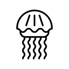 ocean related jelly fish in water with eye and zig zag shape vector in lineal style,