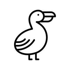 ocean related pelican bird with eyes and wings vector in lineal style,