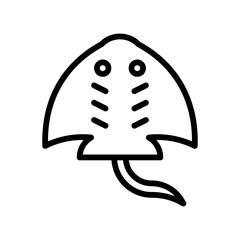 ocean related manta ray fish in water with eyes and wings vector in lineal style,