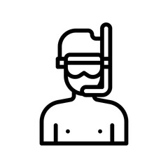 ocean related boy with glasses and oxygen pipe vector in lineal style,