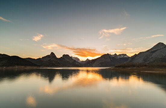 Lake and mountains at sunset - Powered by Adobe