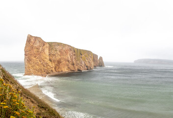 Dramatic view of the Percé rock, on the tip of the Gaspé Peninsula in Québec