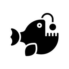 ocean related engler fish in water with eye and wings vector in solid design,