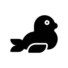 ocean related seal fish in water with eye and wings vector in solid design,