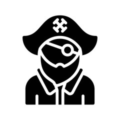 ocean related pirate with cap and beard vector in solid design,