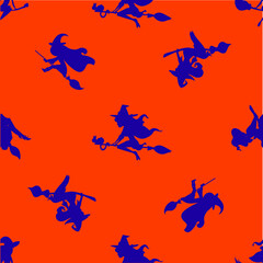 orange background seamless halloween styled witch pattern