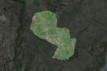 Paraguay borders. Neighbourhood desaturated. Satellite